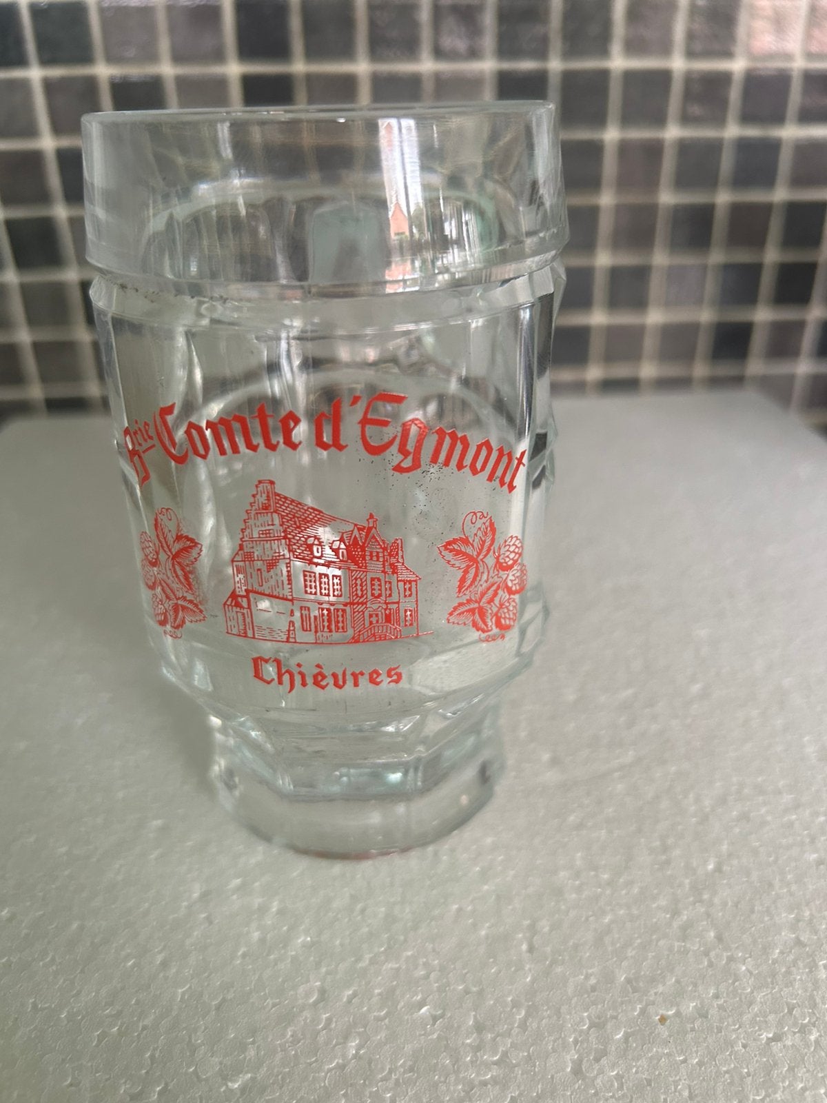 Chope en verre Brasserie Comte d’Egmont Chievres, Enlèvement ou Envoi, Comme neuf