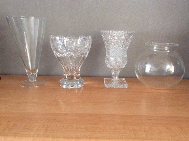 Te koop 5 glazen vazen, Huis en Inrichting, Ophalen of Verzenden, Zo goed als nieuw, Transparant, Glas