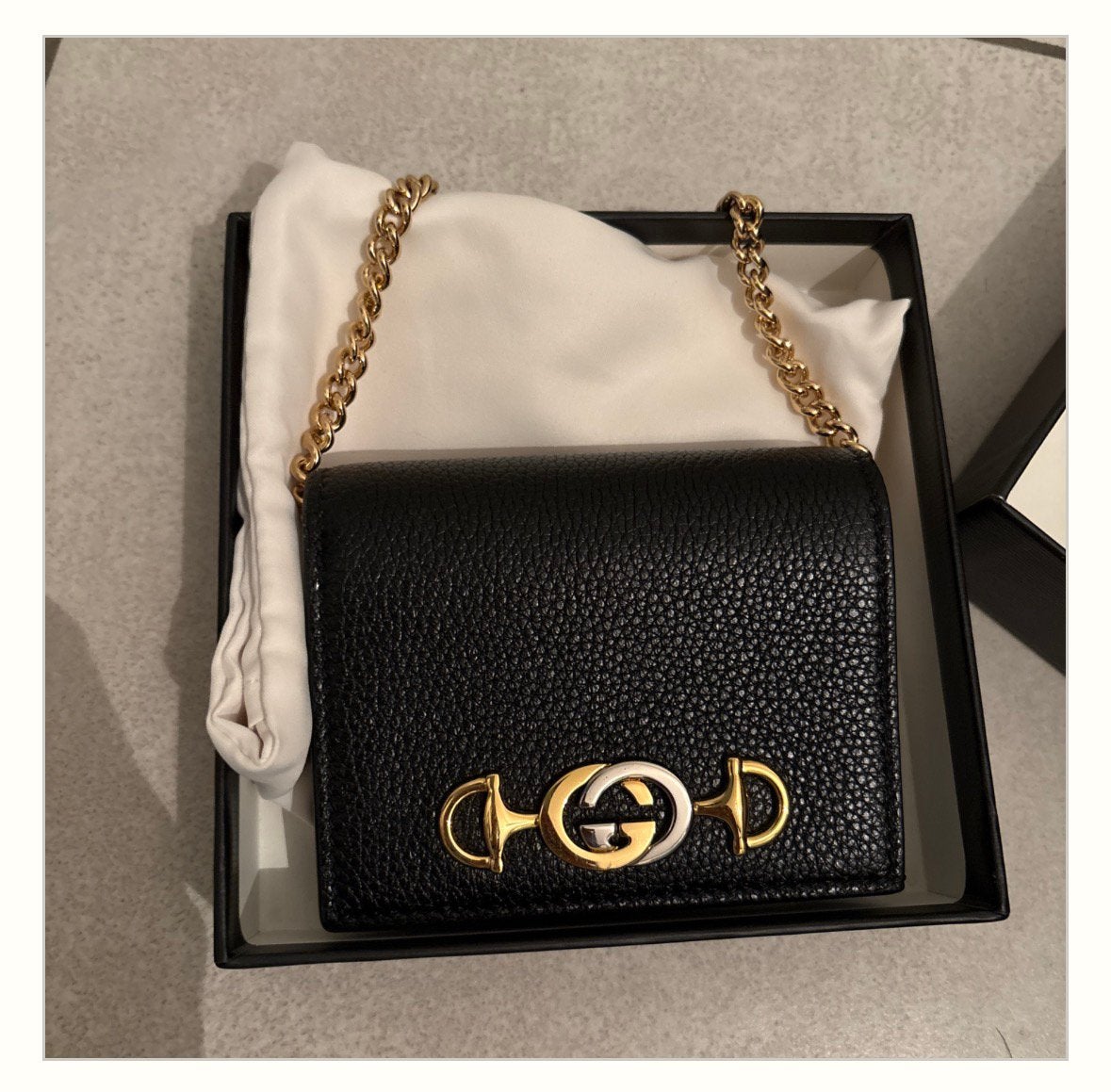 Gucci Zumi Chain Wallet, Ophalen of Verzenden, Zo goed als nieuw, Zwart