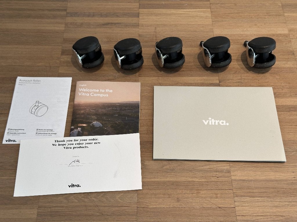 Vitra Eames dubbel zwenkwiel chroom geremd tapijt 5 stuks, Ophalen, Gebruikt, Zwart, Bureaustoel