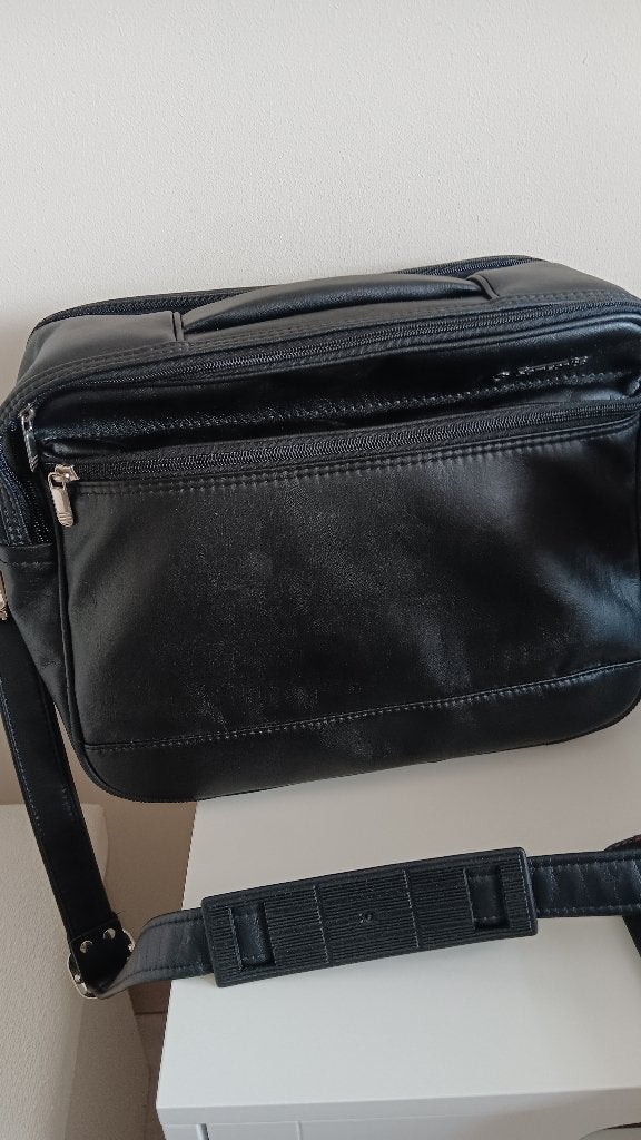 samsonite zwarte schoudertas leder en nieuw, Ophalen, Nieuw, Zwart, Leer
