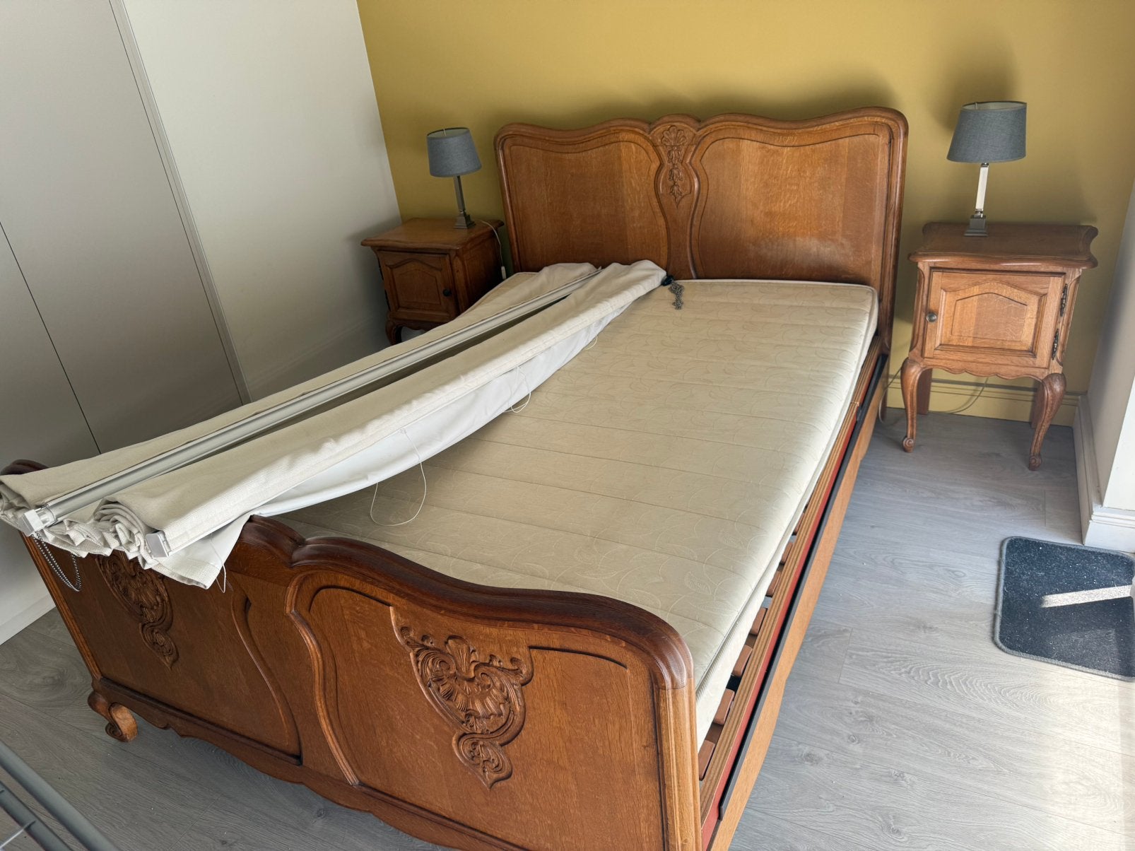 Bed  twijfelaar licht bruin, Antiek en Kunst, Ophalen