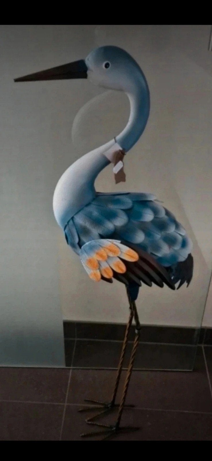 decoratie reiger in ijzer, Ophalen, Zo goed als nieuw, Blauw, Modern