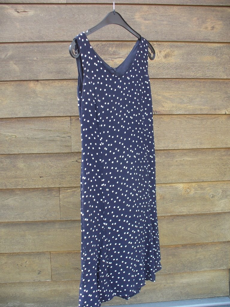Stijlvol donker blauw kleed met bolletjes (Bianca), Kleding | Dames, Jurken, Ophalen, Maat 38/40 (M), Blauw