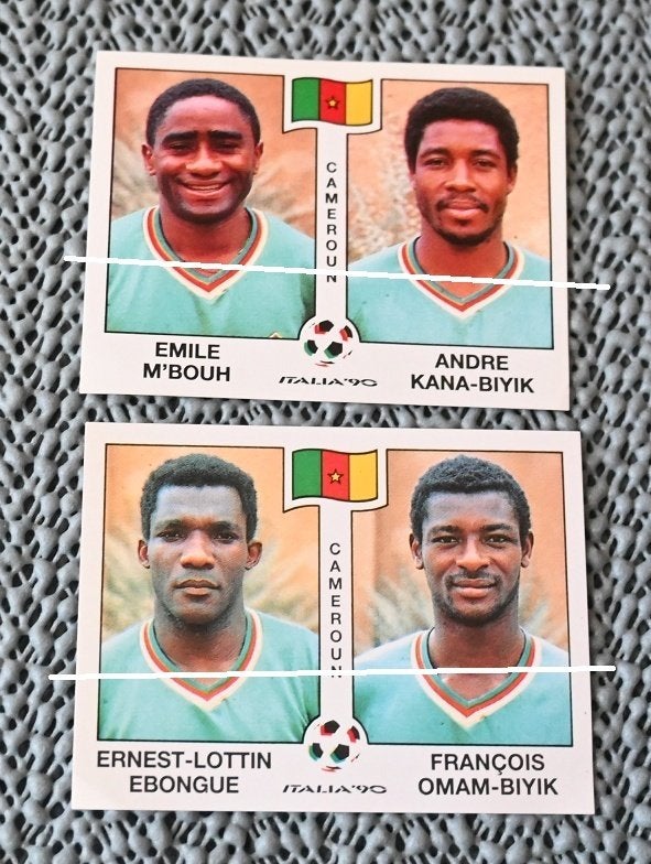 Panini Italia 90 Kameroen Ebongue Biyik M'Bouh Biyik, Verzenden, Nieuw, Poster, Plaatje of Sticker
