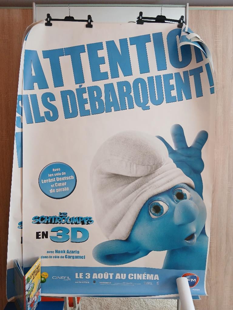 4 Affiches SCHTROUMPFS Peyo Très grand format, Enlèvement, Utilisé, Différents Schtroumpfs, Bande dessinée