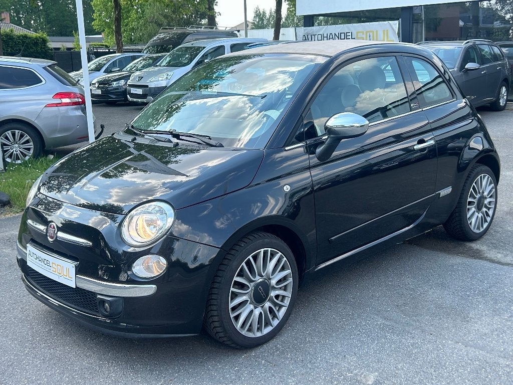 Fiat 500C, 0.9i, 2015, 126.360km, Camera, GPS, 12m Garantie, Autos, Fiat, Cuir, Entreprise, Cabriolet, Noir