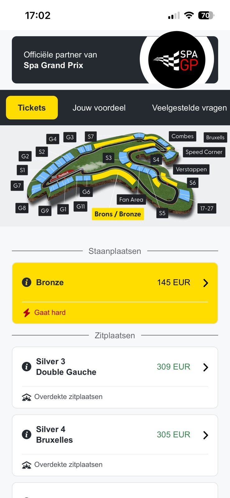 2 kaartjes zaterdag van de grand  prix f1 België ., Tickets en Kaartjes, Twee personen