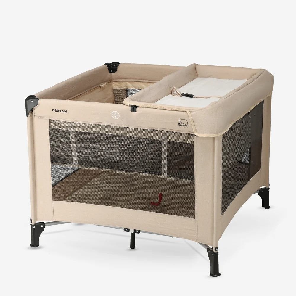 DERYAN Inklapbare Kinderbox 100x100 cm – Nougat, Ophalen of Verzenden, Zo goed als nieuw