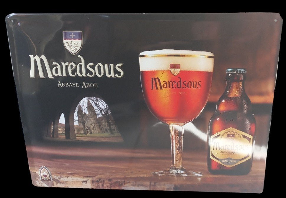 Maredsous reclamebord., Verzamelen, Ophalen of Verzenden, Gebruikt, Reclamebord, Plaat of Schild