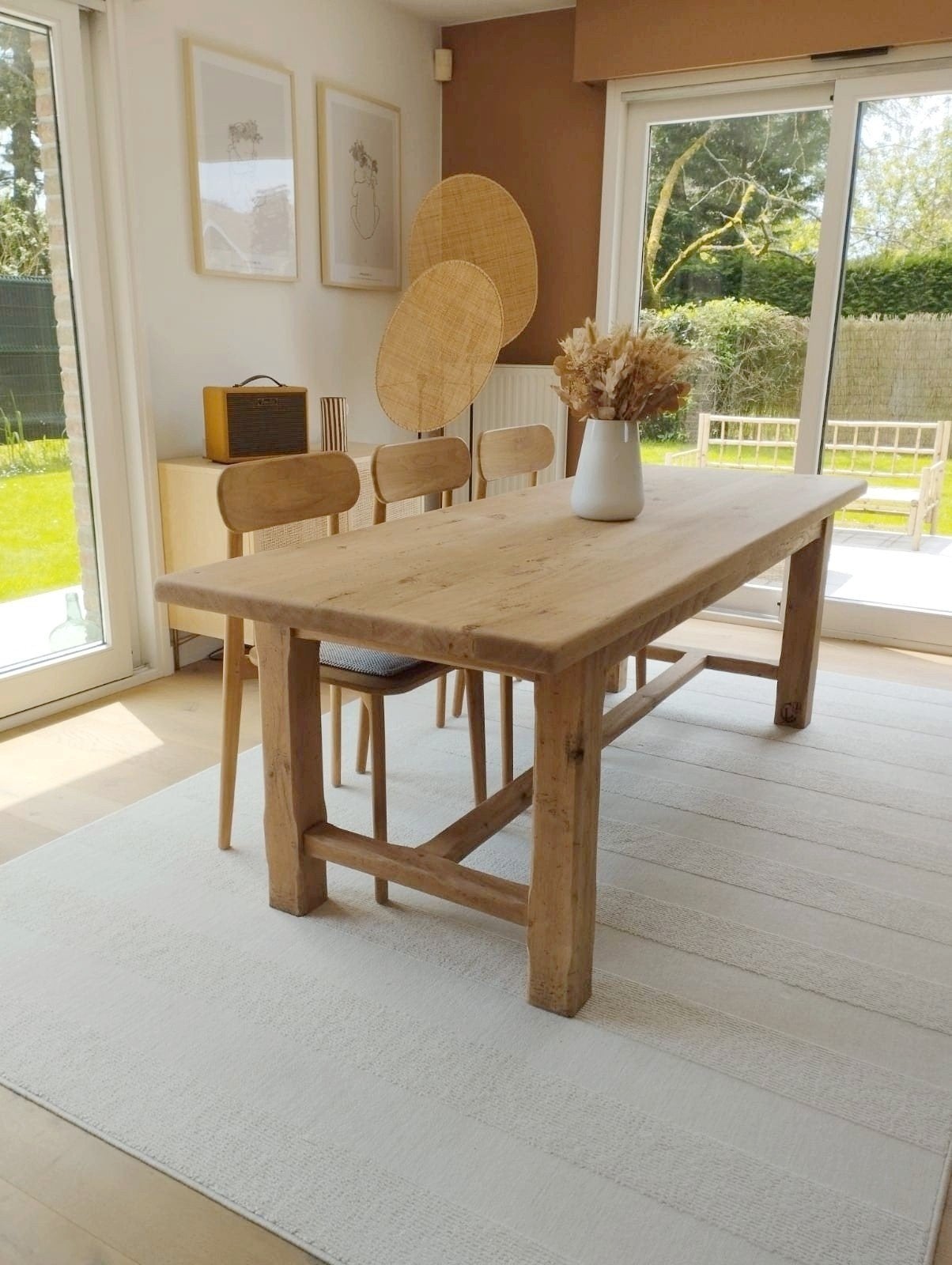 Grande table de ferme en chêne massif, Maison & Meubles, Tables | Tables à manger, Enlèvement, Chêne
