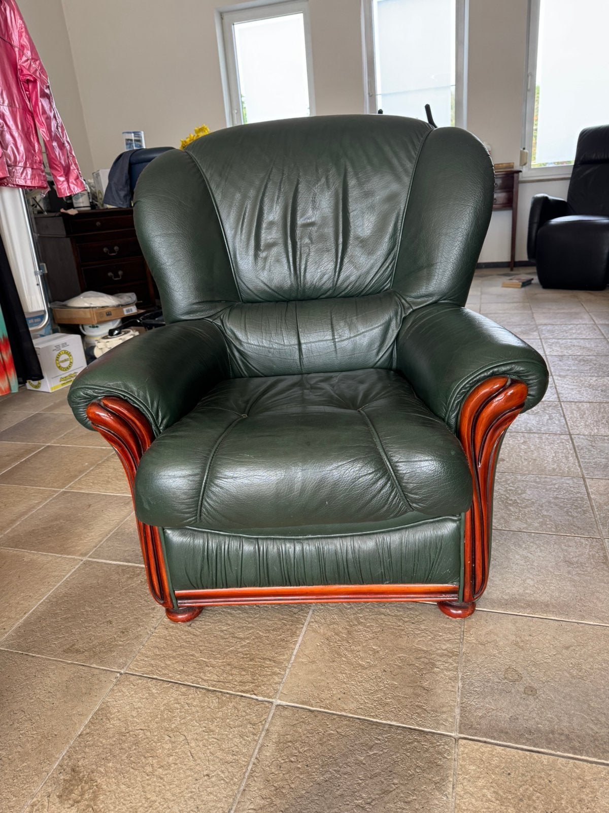 Lederen fauteuil, Ophalen, Gebruikt, Klasiek