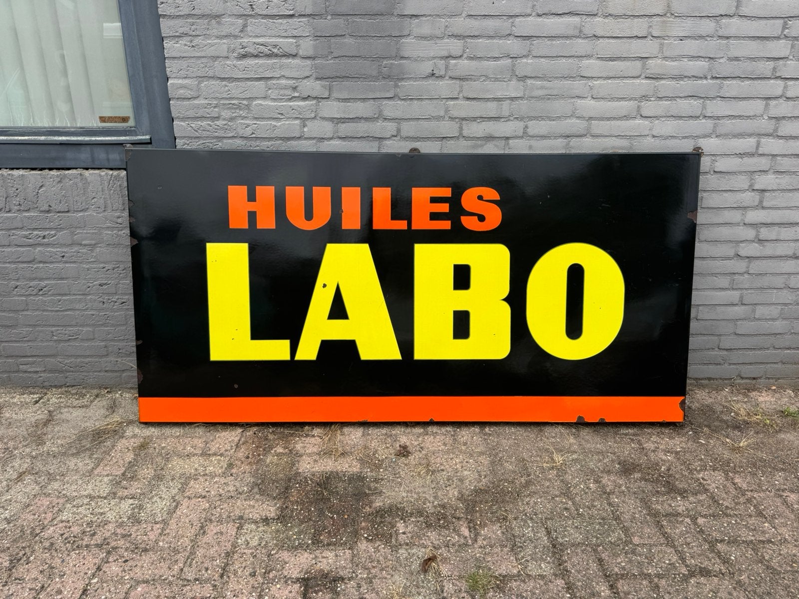LABO olie emaille reclamebord XXXL, Verzamelen, Merken en Reclamevoorwerpen, Ophalen, Reclamebord, Gebruikt, .