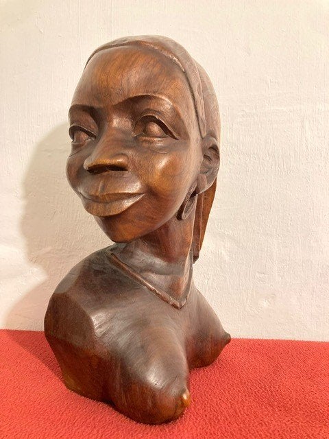 Afrikaanse vrouwelijke buste, Ophalen, Hout, Buste, Vrouw