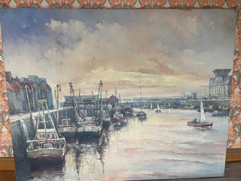 Olieverfschilderij op linnen doek "OOSTENDE (2)", Antiek en Kunst, Ophalen