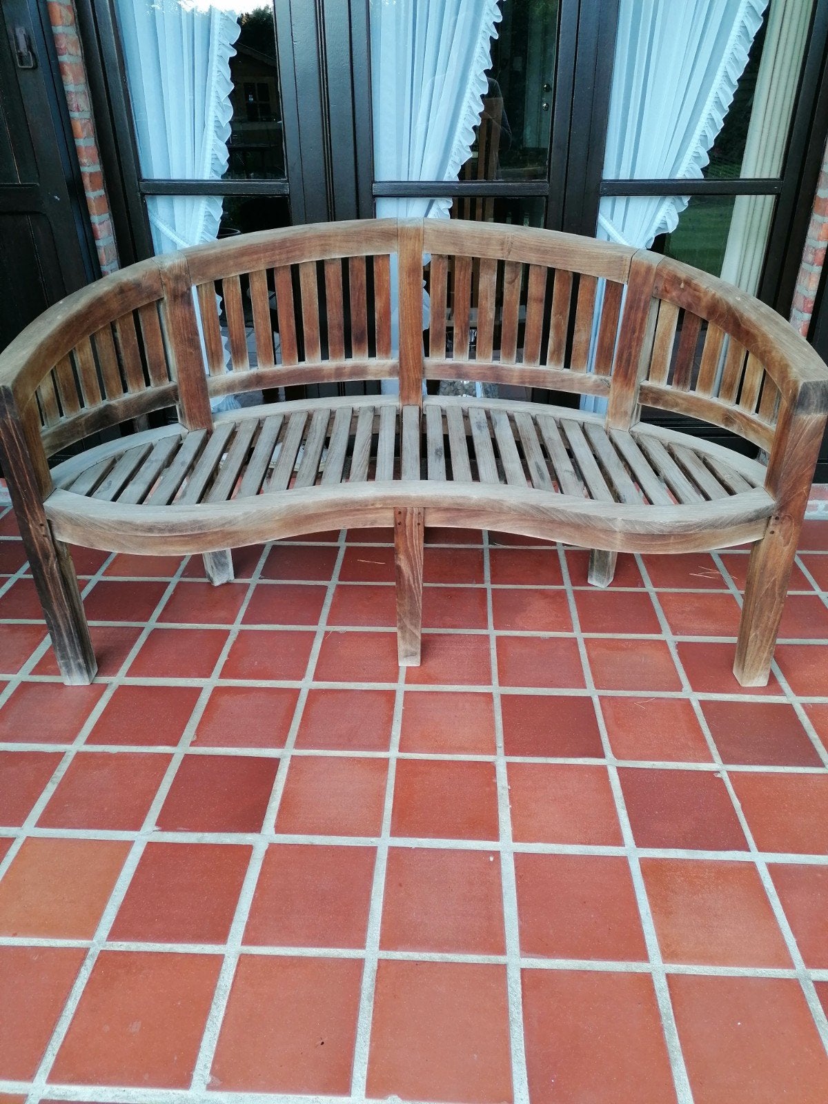 bank in teak, Ophalen, Gebruikt, Hout
