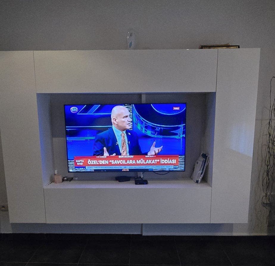 Moderne TV-wand / TV-meubel hoogglans wit –, Maison & Meubles, Cheminées, Enlèvement ou Envoi