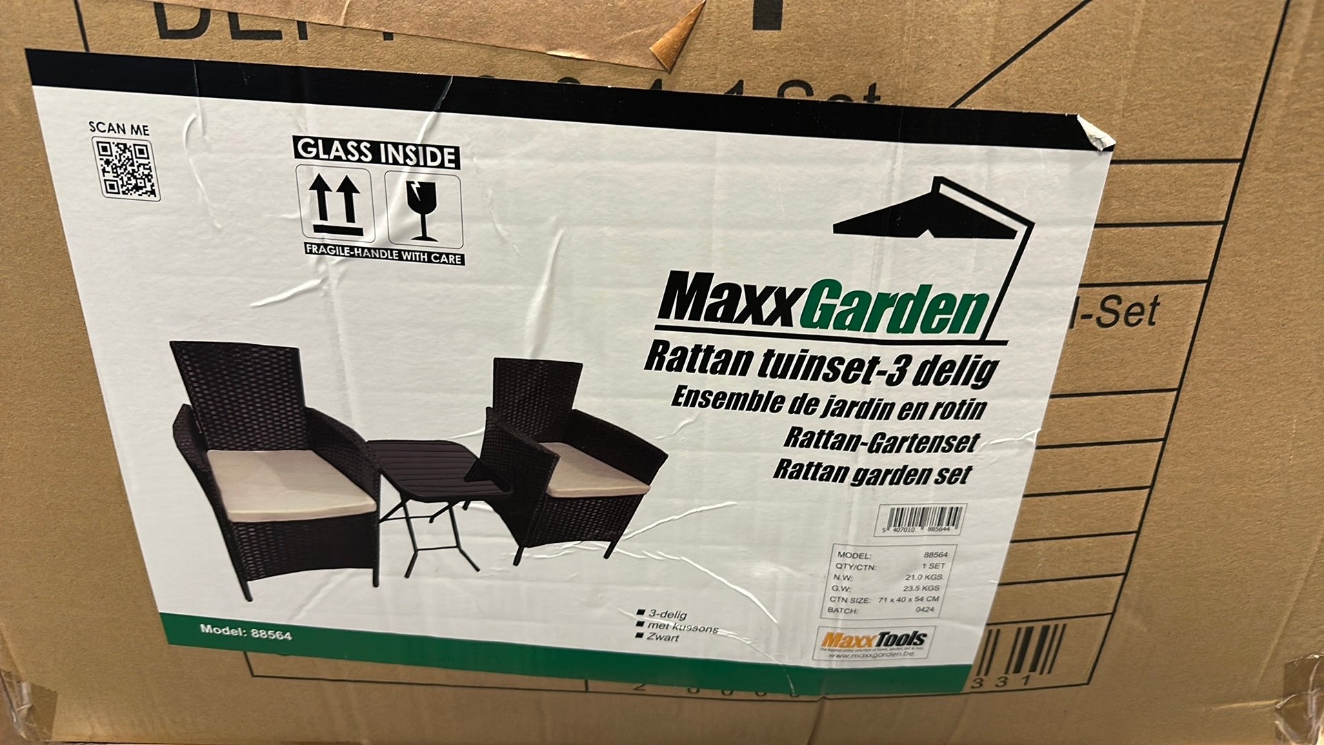 Ratan tuinset 3-delig - NIEUW !, Bijzettafel, Nieuw, Wicker, Tuinset
