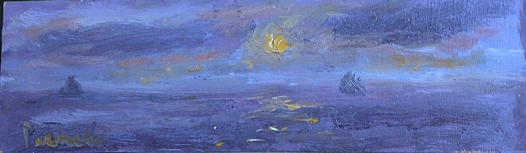 Constant Permeke « Night at Sea » huile sur panneau, Peinture à l'huile, Panneau, Expressionniste, Signé