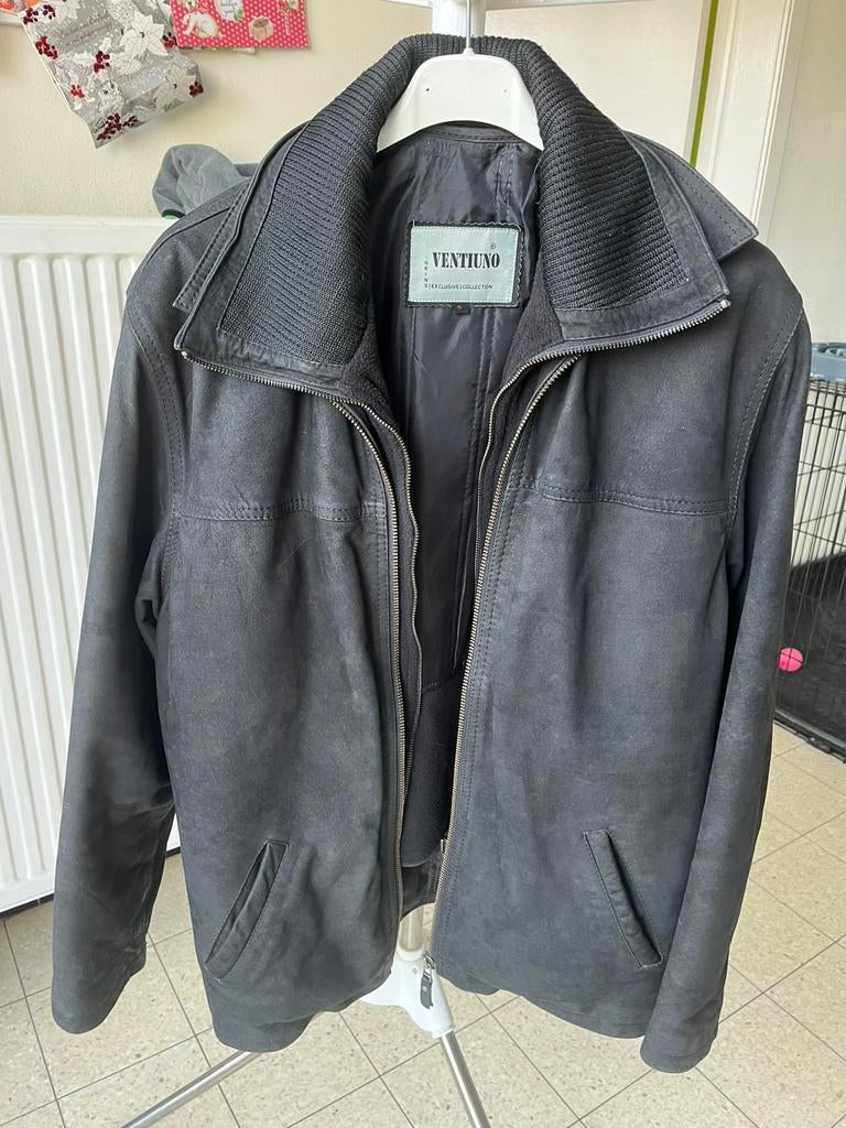 Warme lederen herenjas, Kleding | Heren, Jassen | Winter, Ophalen, Zo goed als nieuw, Maat 46 (S) of kleiner