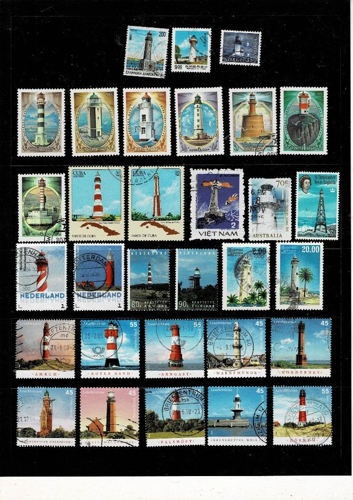 THEMA VUURTORENS 47 POSTZEGELS GESTEMPELD - ZIE 2 SCANS, Ophalen, Gestempeld, Plaats of Gebouw