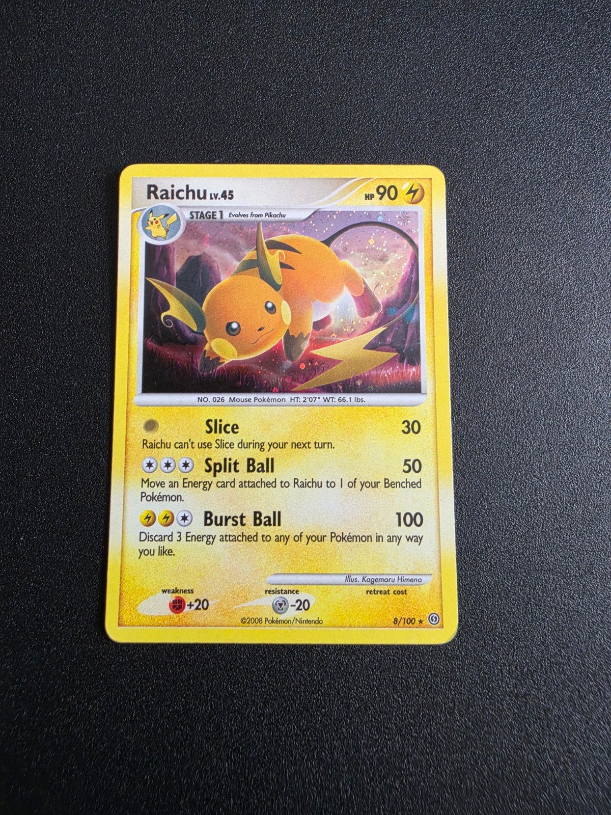 Pokémon Raichu Lv.45 - 8/100 - Holo Rare (Stormfront / 2008), Hobby en Vrije tijd, Ophalen