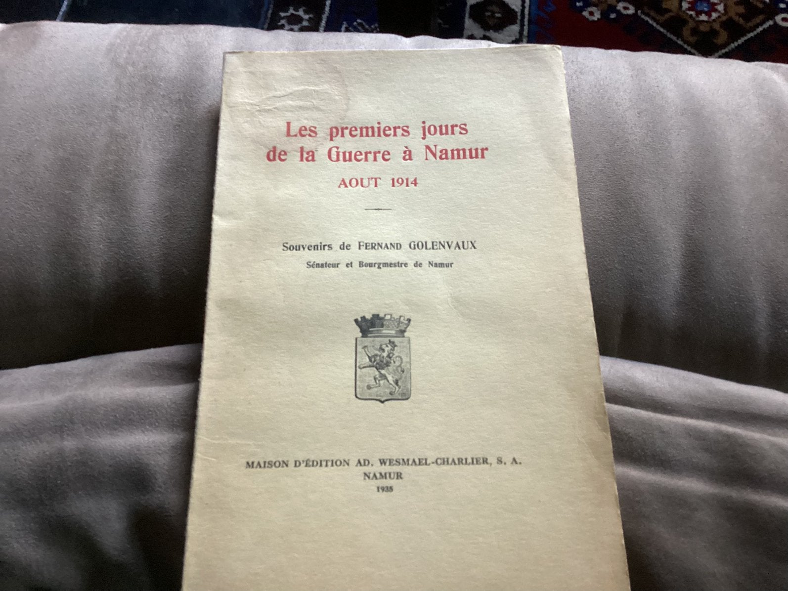 Les premiers jours de la Guerre à Namur  édite en 1935., Livres, Enlèvement ou Envoi, 20e siècle ou après, Neuf