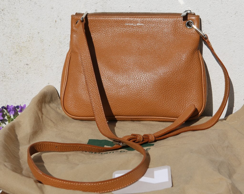 Mooie cognac tas van Nathan Baume, Handtassen en Accessoires, Ophalen of Verzenden, Zo goed als nieuw, Beige