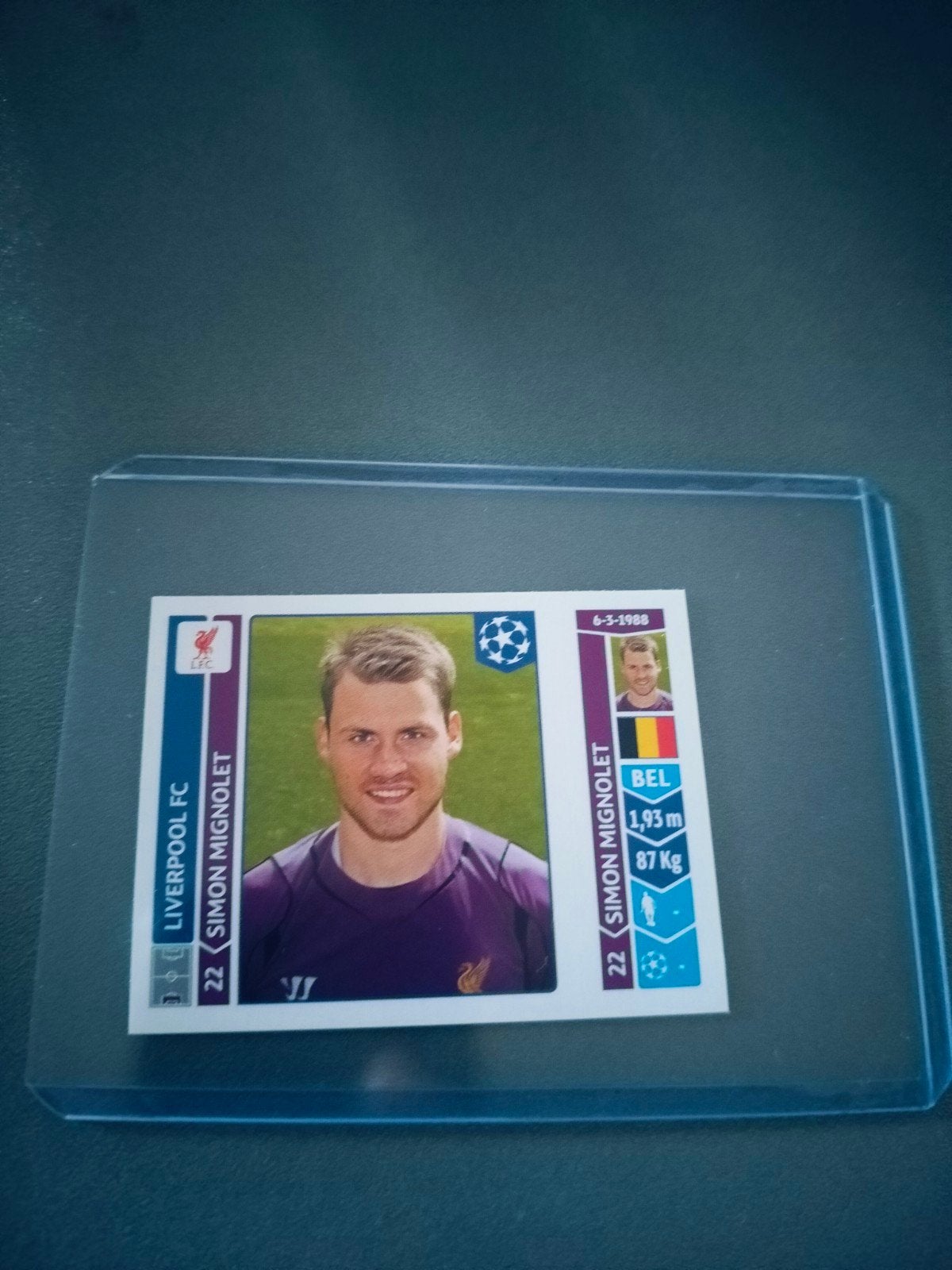 Panini sticker 2014-2015 Simon Mignolet Liverpool, Enlèvement ou Envoi, Autocollant