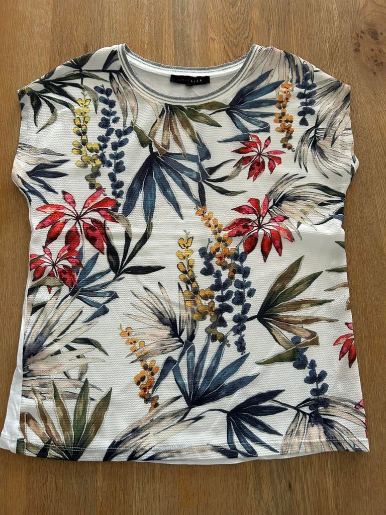 Witte blouse met bloemen korte mouwen LolaLiza maat 34, Enlèvement ou Envoi, Comme neuf, Taille 34 (XS) ou plus petite, Blanc