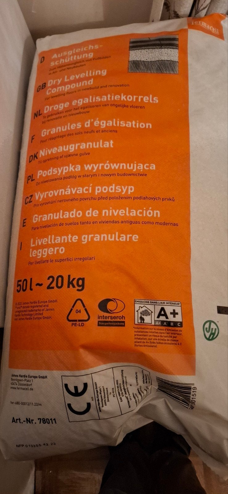Fermacell egalisatiekorrels 50 liter / 20kg - Overschot bouw, Doe-het-zelf en Bouw, Ophalen of Verzenden