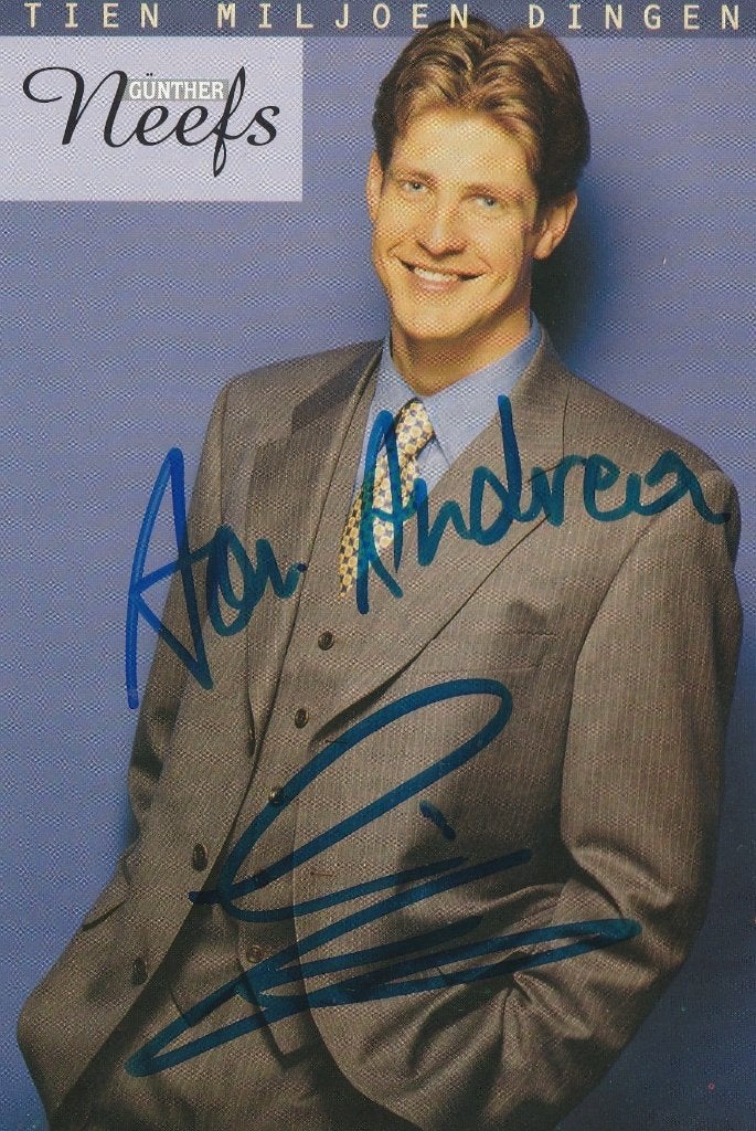 Gunther Neefs - foto met handtekening - 1995, Verzamelen, Muziek, Artiesten en Beroemdheden, Ophalen of Verzenden, Zo goed als nieuw