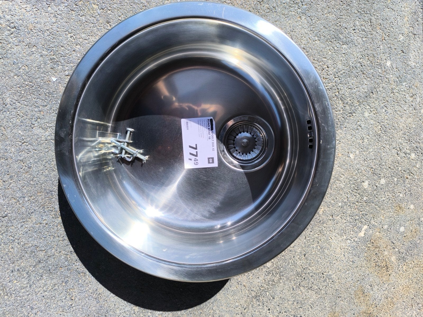 Nieuwe spoelbak, Inox,rond., Ophalen