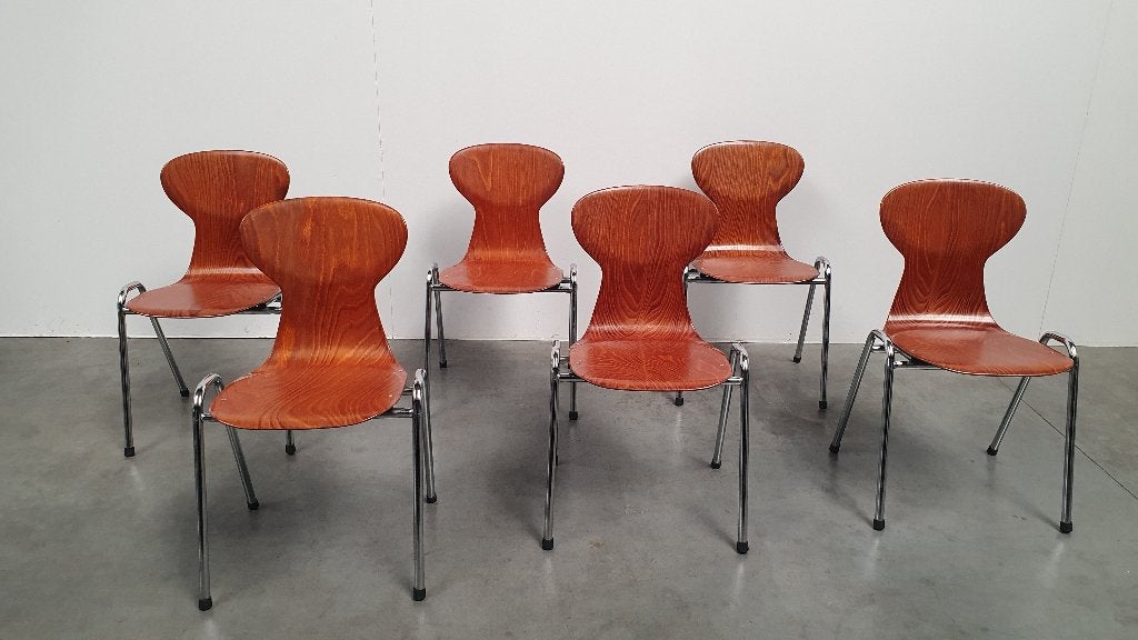 Vintage pagholz school industriële design stoel 60s retro, Antiek en Kunst, Ophalen