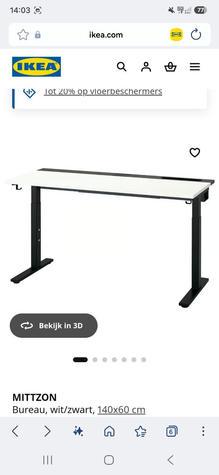 bureau 1m60, Ophalen, Nieuw, 80 cm, 160 cm
