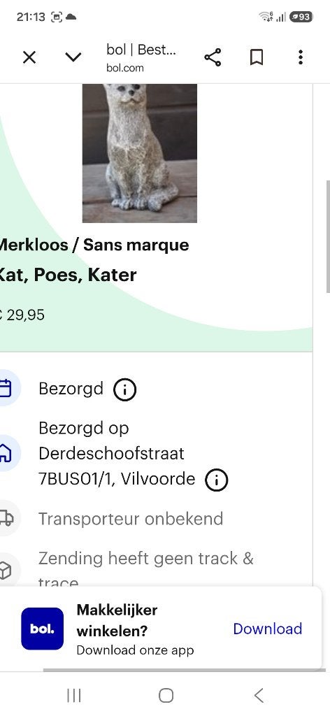 Betonnen tuinbeeld kat, Tuin en Terras, Ophalen, Zo goed als nieuw, Beton, Dierenbeeld
