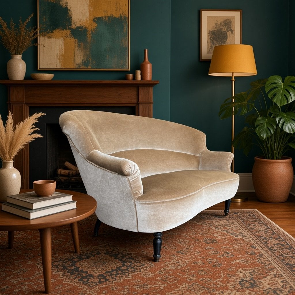 Vintage beige canapé / tweezit / zetel, Huis en Inrichting, Ophalen of Verzenden, Gebruikt