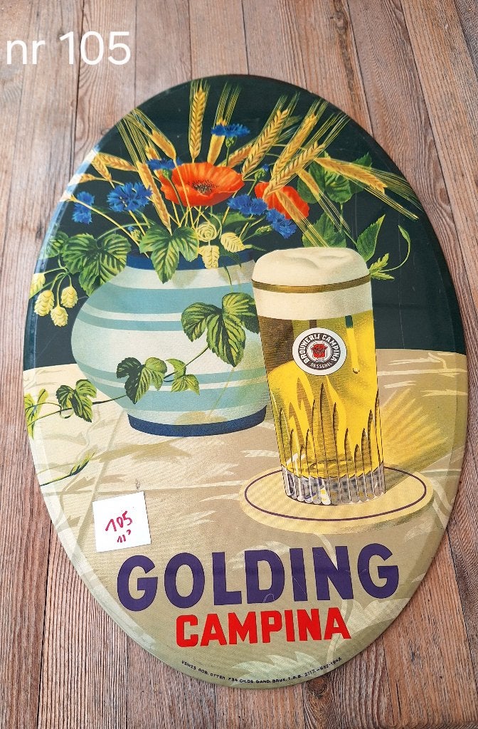 reclame bord Golding Campina ovaal (nr105), Ophalen, Gebruikt, Reclamebord, Plaat of Schild, Overige merken