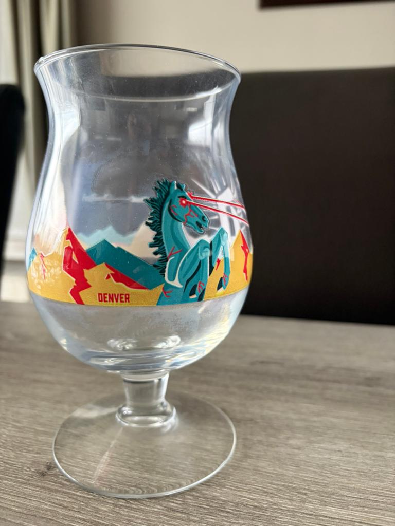 Duvel glas Denver, Verzamelen, Biermerken, Ophalen of Verzenden, Zo goed als nieuw, Duvel