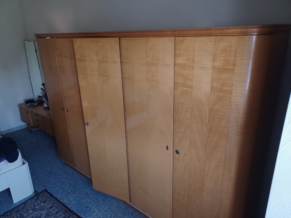 vintage kleerkast en lage spiegelcommode, Ophalen, Met deur(en), Gebruikt, Vintage