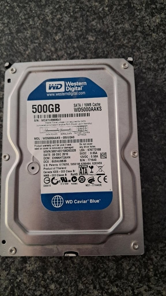 Harde schijf Western Digital 500GB, Computers en Software, Harde schijven, Intern, Gebruikt, Ophalen of Verzenden, WD (Western Digital)