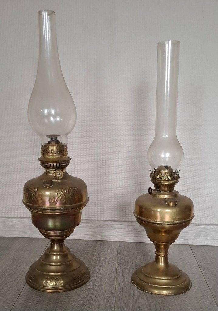 2 prachtige vintage messing petroleumlampen (L&B en Kosmos), Ophalen