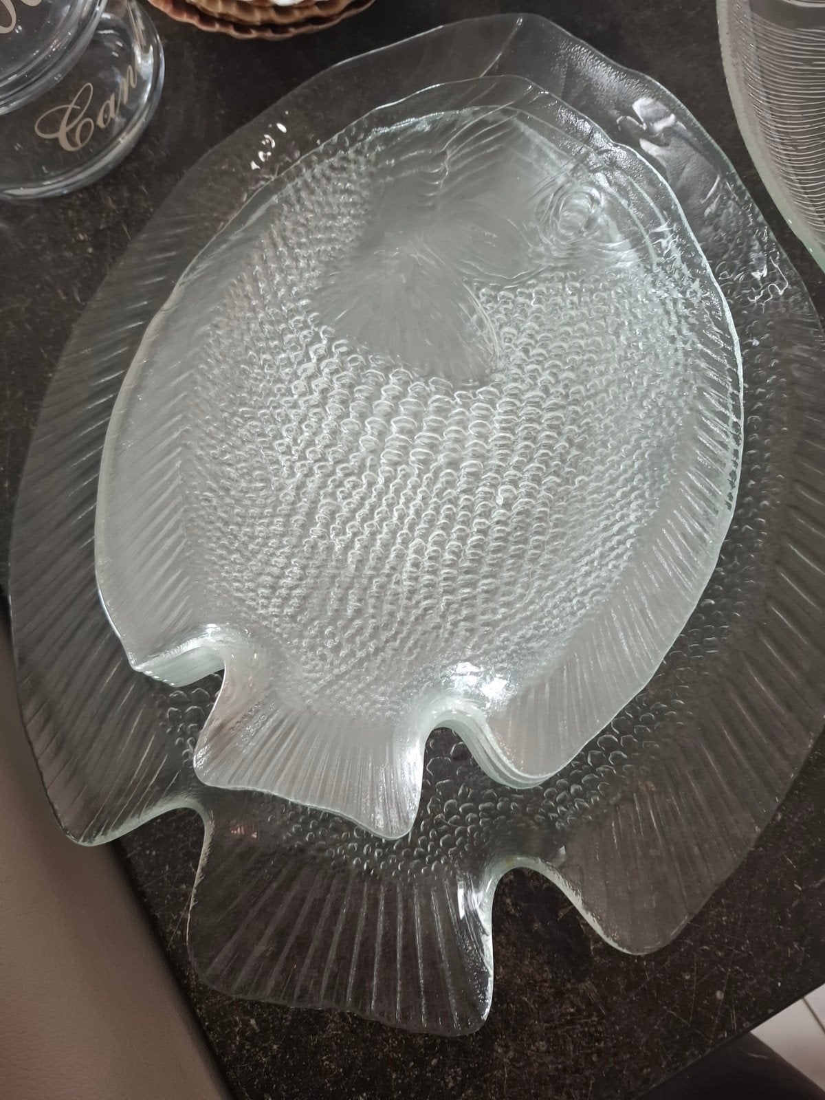 service à poisson en verre, Enlèvement, Verre, Plateau