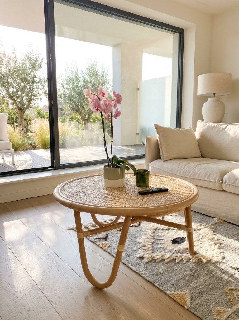 Tikamoon rotan salontafel, Ophalen, 50 tot 100 cm, Rond, Nieuw
