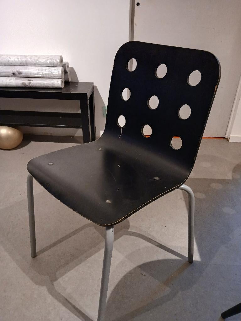 10 stuks stoel ikea Jules - zwart - stapelbaar, Ophalen, Gebruikt, Zwart, Vintage