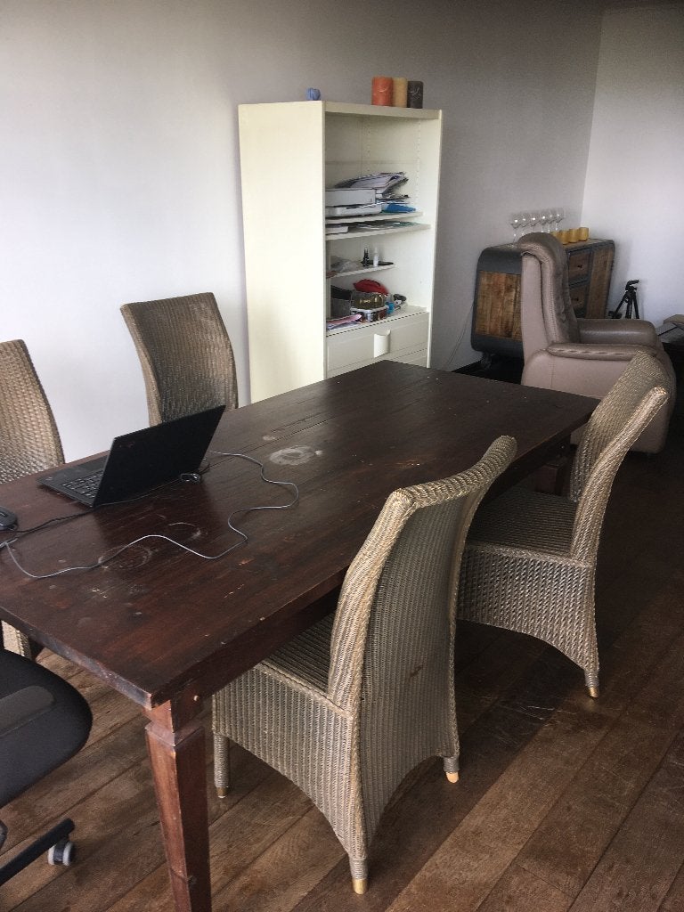 table en bois foncé, Quatre personnes, Vintage, Enlèvement, Utilisé