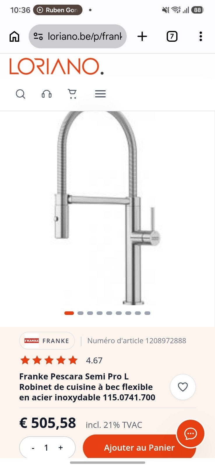 Robinet Franke Pescara NEUF, Bricolage & Construction, Enlèvement, Neuf, Chrome, Robinet
