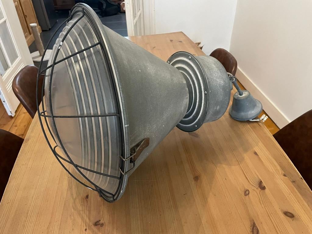 XL Industriële Hanglamp (46 cm) Brilliant AG, Huis en Inrichting, Ophalen, Stoer Industrieel Vintage - XL Fabriekslamp - Metaal & Glas