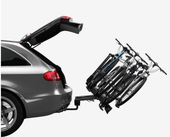 LOCATIE: THULE VeloCompact 927 fietsenrek voor 4 fietsen, Auto diversen, Fietsendragers, Gebruikt, Trekhaakdrager, 3 fietsen of meer