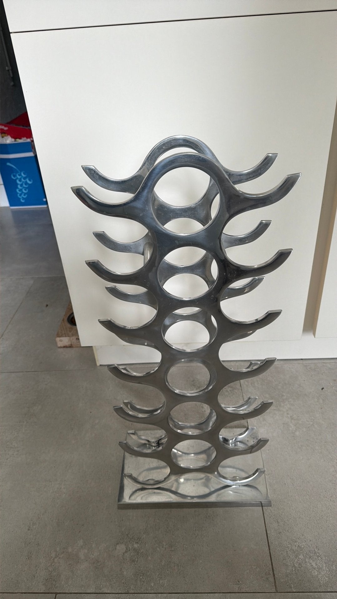 Design alluminium wijnrek, Ophalen, Gebruikt, Metaal, 15 tot 25 flessen